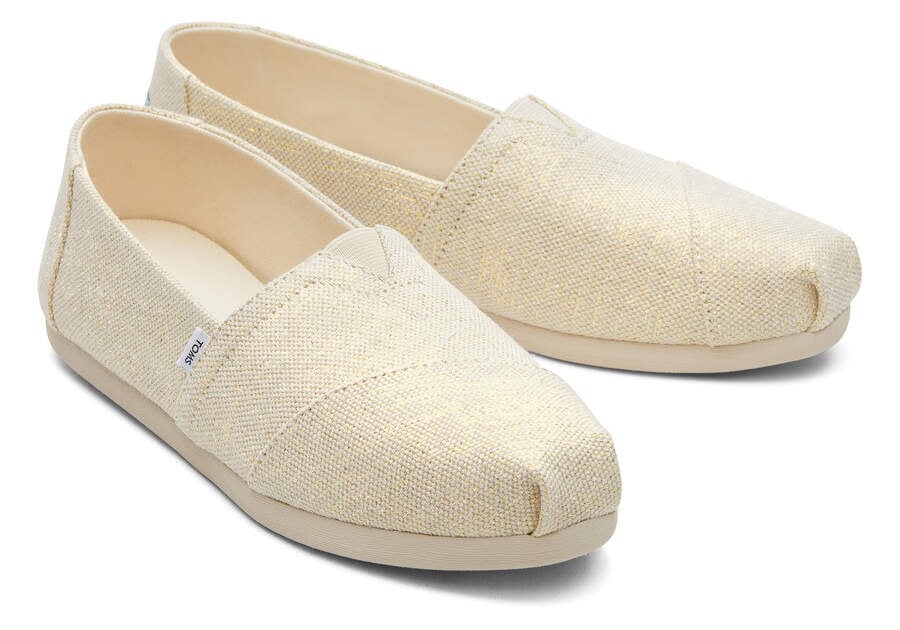 Alpargatas Toms Alpargata Metallic Linen Mujer Creme Metal Argentina | AR778-633