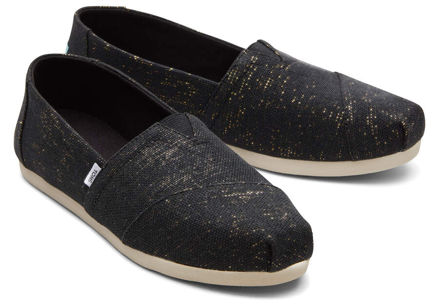 Alpargatas Toms Alpargata Metallic Linen Mujer Negras Metal Argentina | AR864-559