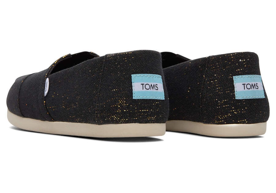 Alpargatas Toms Alpargata Metallic Linen Mujer Negras Metal Argentina | AR864-559