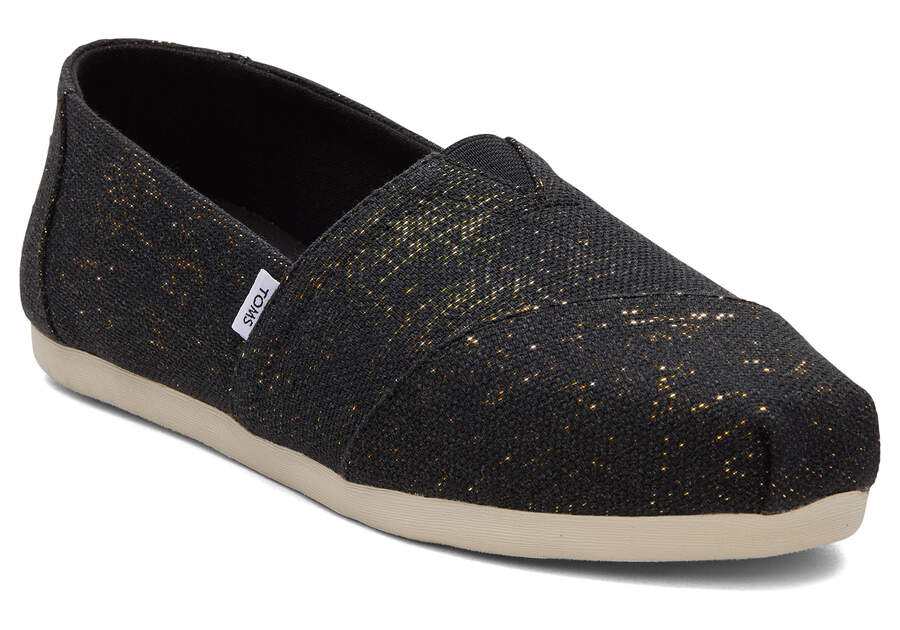 Alpargatas Toms Alpargata Metallic Linen Mujer Negras Metal Argentina | AR864-559