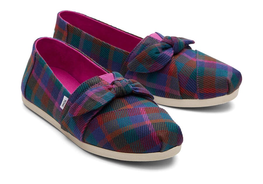 Alpargatas Toms Alpargata Plaid Bow Mujer Fucsia Oscuro Argentina | AR942-376