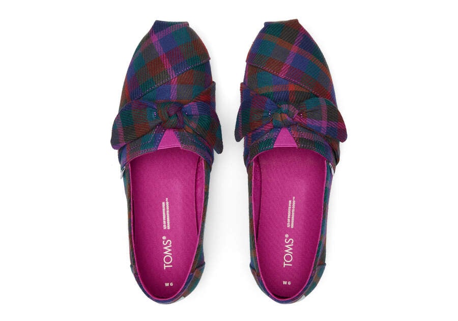 Alpargatas Toms Alpargata Plaid Bow Mujer Fucsia Oscuro Argentina | AR942-376