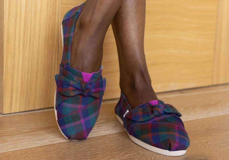 Alpargatas Toms Alpargata Plaid Bow Mujer Fucsia Oscuro Argentina | AR942-376