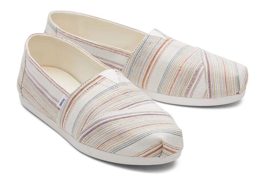 Alpargatas Toms Alpargata Stripes Recycled Algodon Mujer Creme Rayadas Argentina | AR350-860