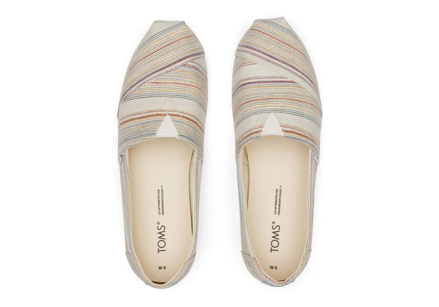 Alpargatas Toms Alpargata Stripes Recycled Algodon Mujer Creme Rayadas Argentina | AR350-860