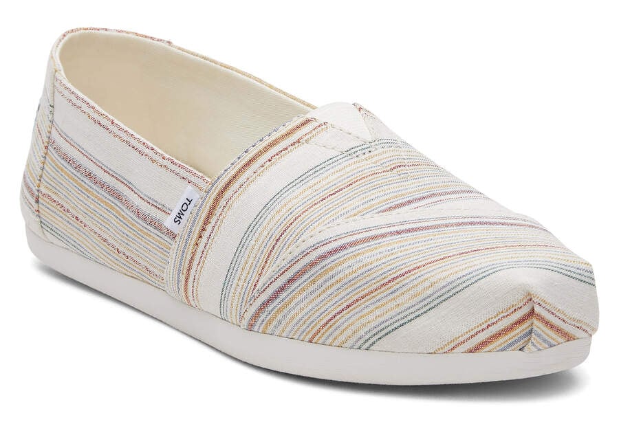 Alpargatas Toms Alpargata Stripes Recycled Algodon Mujer Creme Rayadas Argentina | AR350-860