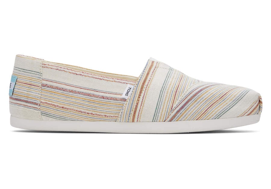 Alpargatas Toms Alpargata Stripes Recycled Algodon Mujer Creme Rayadas Argentina | AR350-860