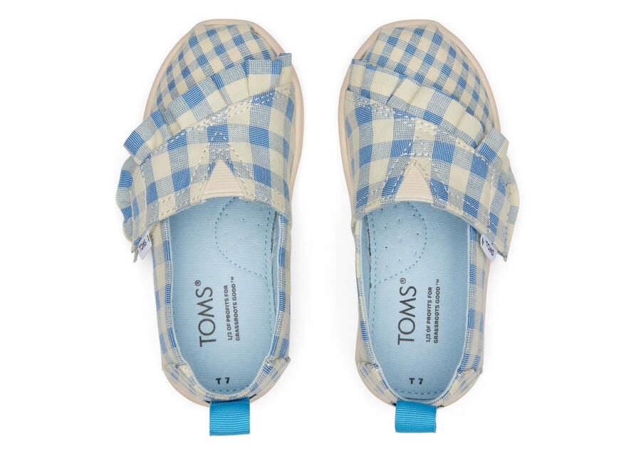 Alpargatas Toms Tiny Alpargata Gingham Ruffle Niños Azules Argentina | AR918-141