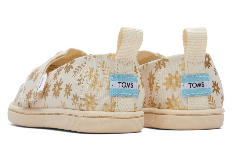 Alpargatas Toms Tiny Alpargata Gold Foil Floral Blooms Niños Beige Doradas Argentina | AR447-610