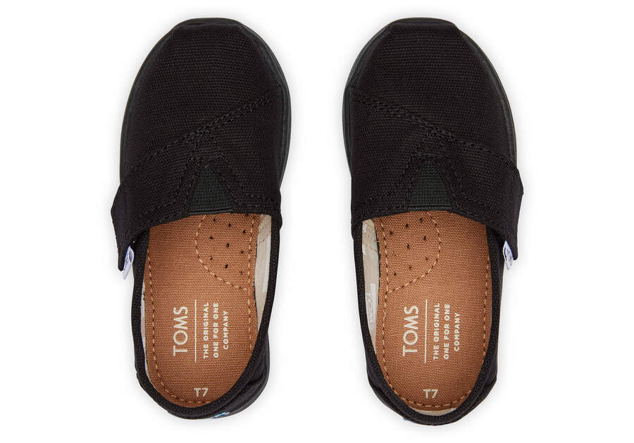 Alpargatas Toms Tiny Alpargata Lona Niños Negras Argentina | AR010-458