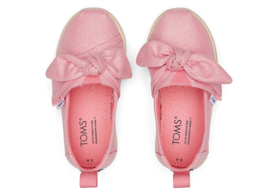 Alpargatas Toms Tiny Alpargata Twill Glimmer Bow Niños Rosas Argentina | AR602-259