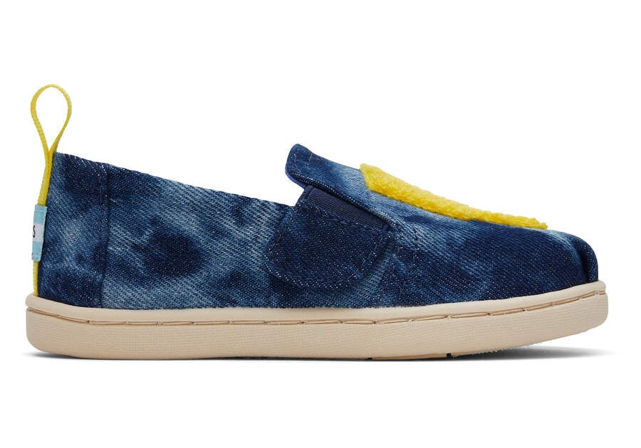 Alpargatas Toms Tiny Alpargata Twin Gore Washed Denim Ligthning Bolt Niños Azul Marino Azules Argentina | AR905-591