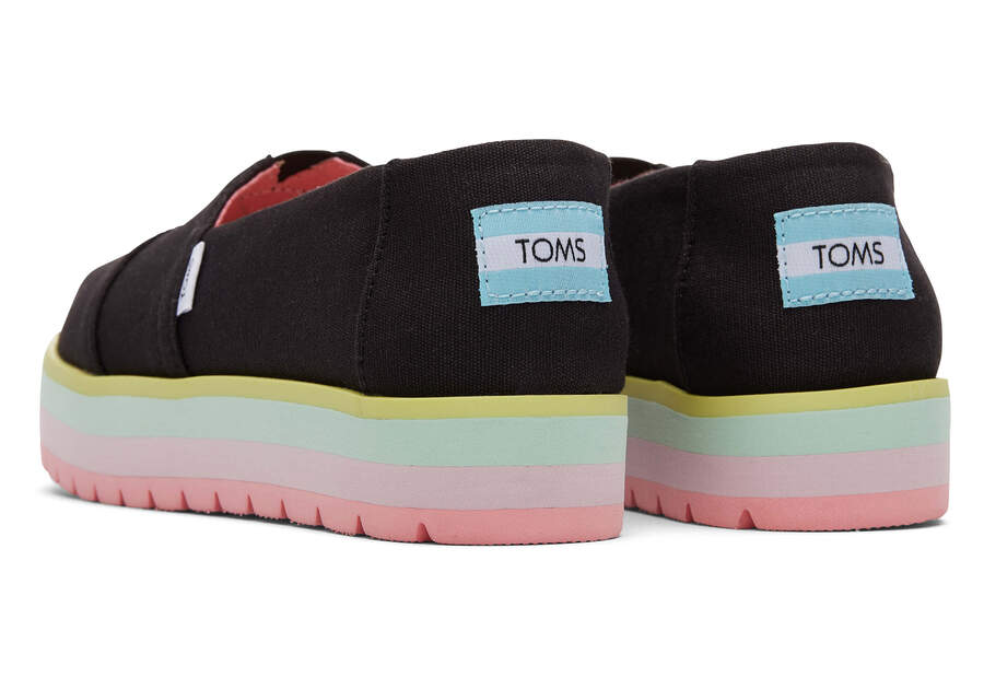 Alpargatas Toms Youth Alp Plataforma Lona Niños Negras Argentina | AR278-404