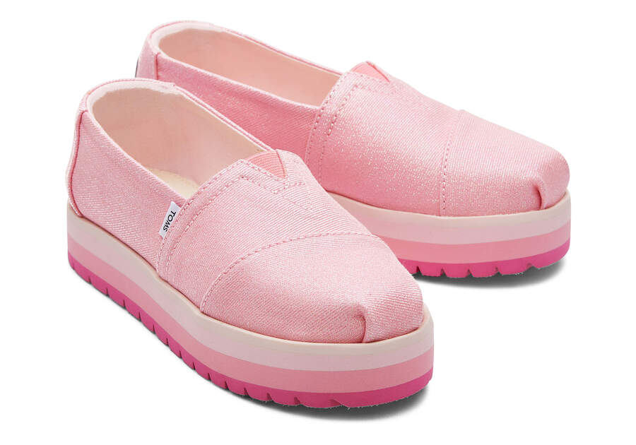 Alpargatas Toms Youth Alp Plataforma Twill Glimmer Niños Rosas Argentina | AR120-817