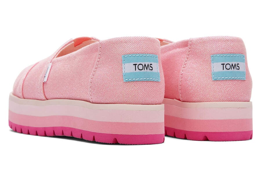 Alpargatas Toms Youth Alp Plataforma Twill Glimmer Niños Rosas Argentina | AR120-817