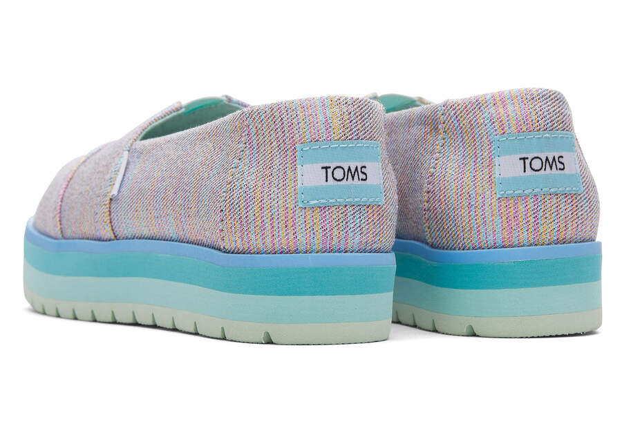 Alpargatas Toms Youth Alp Plataforma Twill Glimmer Niños Azules Multicolor Argentina | AR817-992