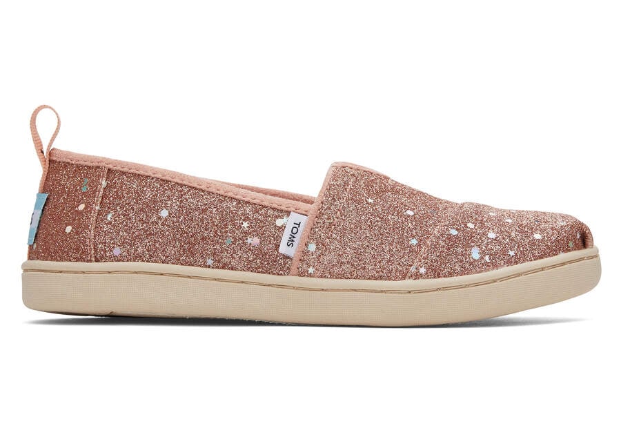 Alpargatas Toms Youth Alpargata Glitter Niños Rosas Doradas Argentina | AR352-414