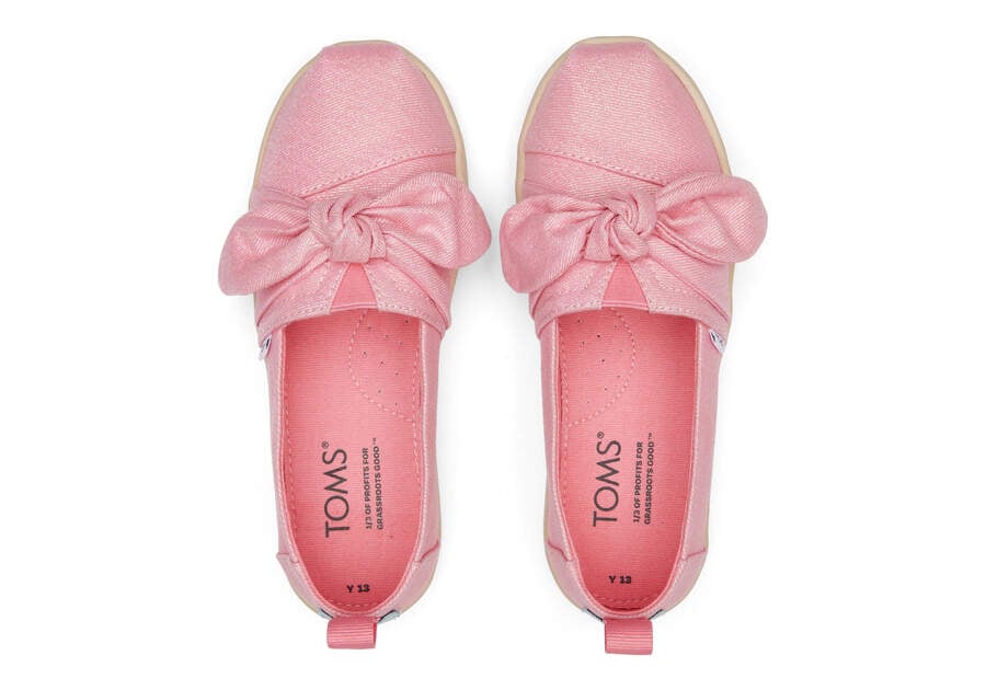 Alpargatas Toms Youth Alpargata Twill Glimmer Bow Niños Rosas Argentina | AR387-109