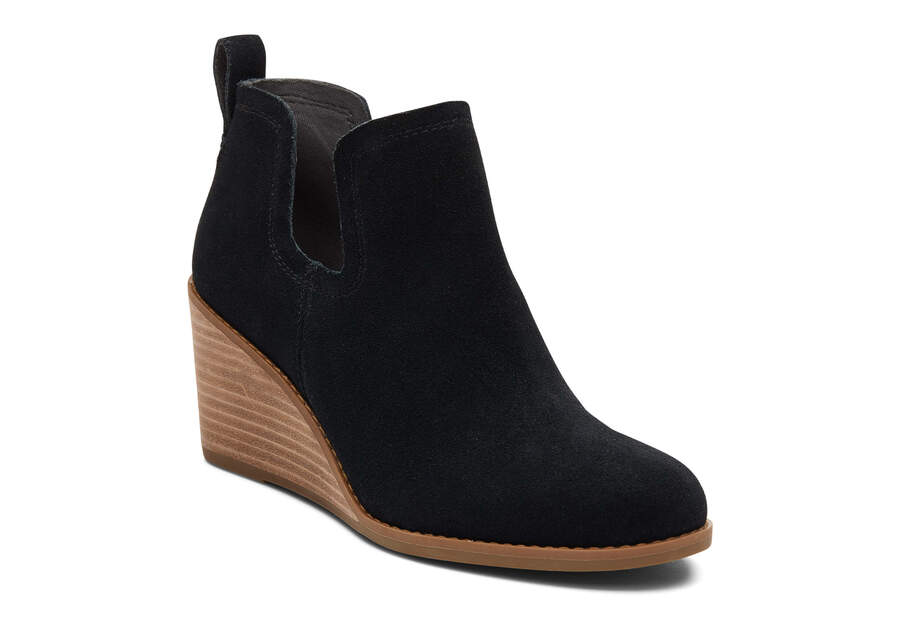 Botines Toms Kallie Wedge Bootie Anchos Ancho Mujer Negras Argentina | AR088-172