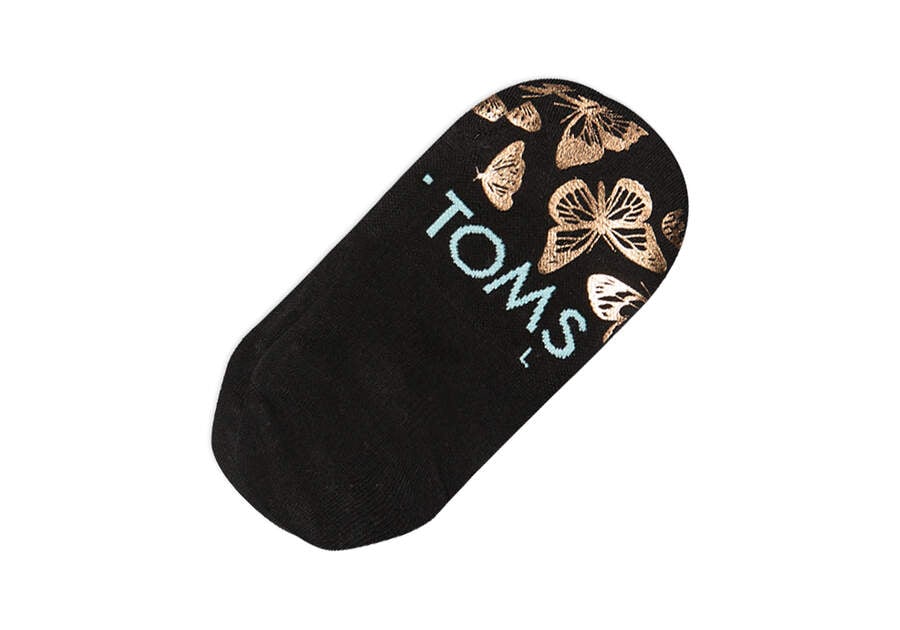 Calcetines Toms Ultimate No Show Socks Foiled Butterflies Mujer Negras Doradas Argentina | AR091-113