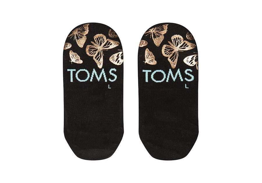 Calcetines Toms Ultimate No Show Socks Foiled Butterflies Mujer Negras Doradas Argentina | AR091-113