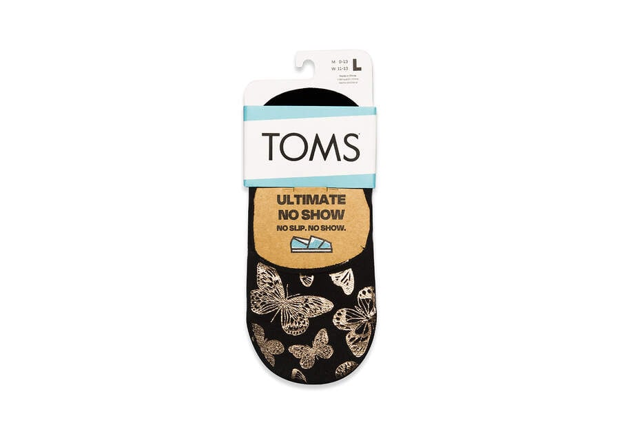 Calcetines Toms Ultimate No Show Socks Foiled Butterflies Mujer Negras Doradas Argentina | AR091-113