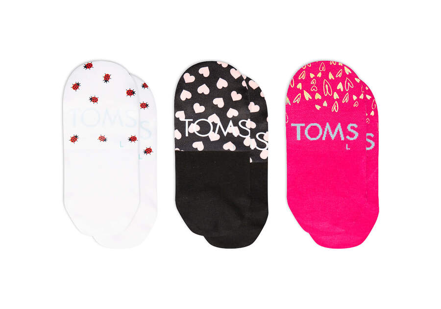 Calcetines Toms Ultimate No Show Socks Valentines 3 Pack Mujer Rosas Multicolor Argentina | AR140-284