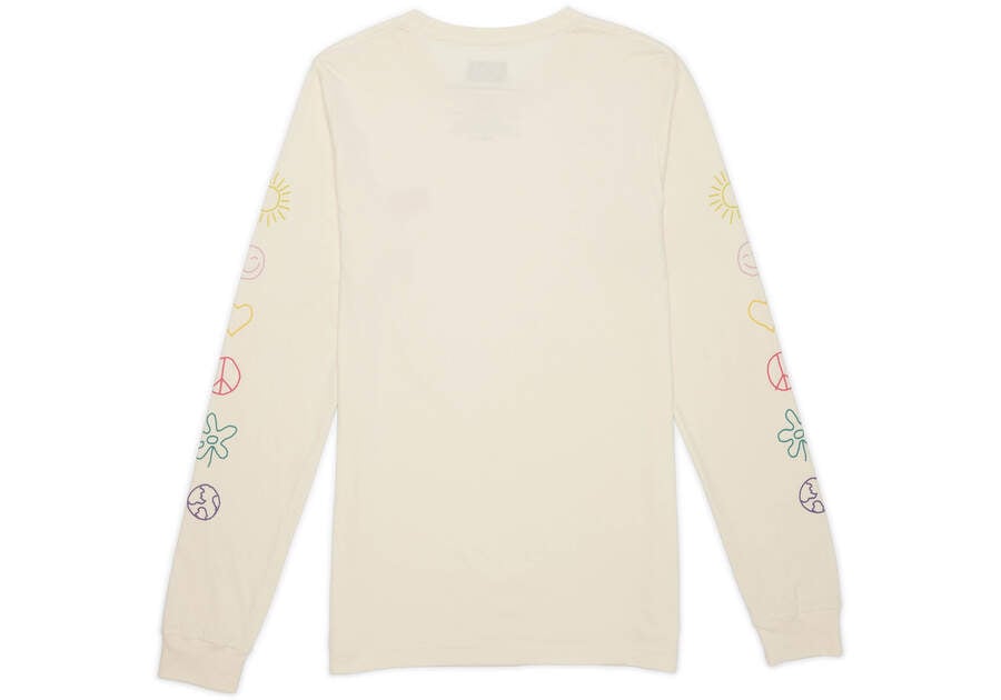 Camiseta Toms Icon Long Sleeve Tee Hombre Beige Argentina | AR598-552