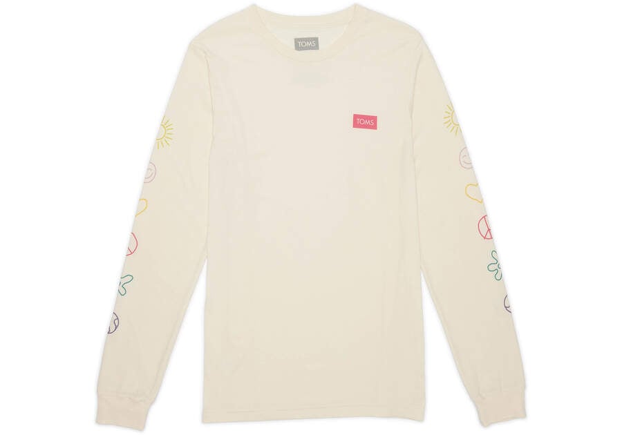 Camiseta Toms Icon Long Sleeve Tee Hombre Beige Argentina | AR598-552