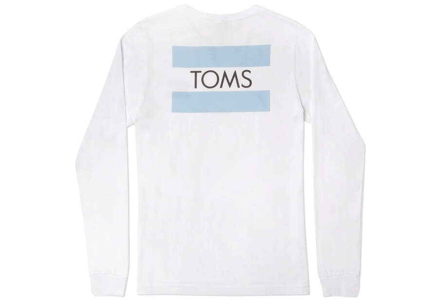 Camiseta Toms Logo Long Sleeve Tee Hombre Blancas Argentina | AR011-397