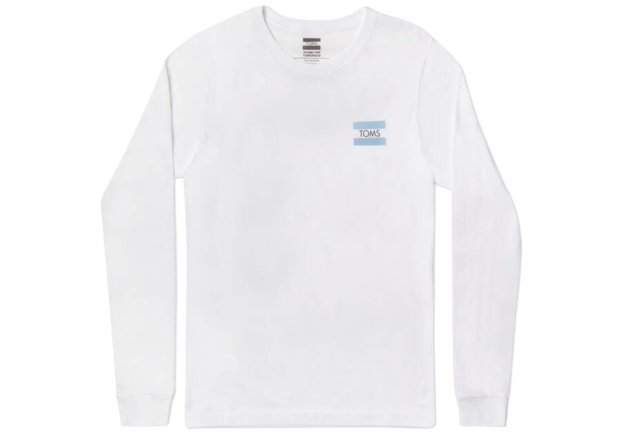 Camiseta Toms Logo Long Sleeve Tee Hombre Blancas Argentina | AR011-397