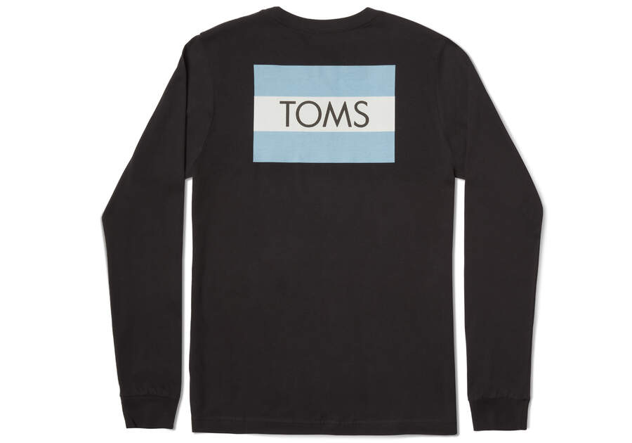 Camiseta Toms Logo Long Sleeve Tee Hombre Negras Argentina | AR757-928