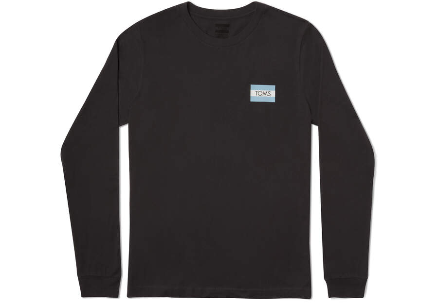 Camiseta Toms Logo Long Sleeve Tee Hombre Negras Argentina | AR757-928