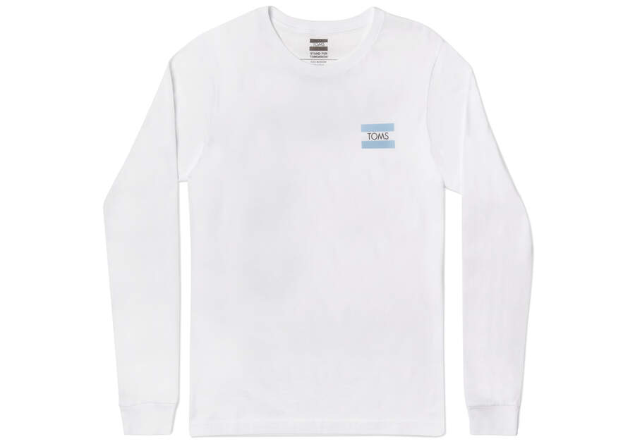 Camiseta Toms Logo Long Sleeve Tee Mujer Blancas Argentina | AR842-540