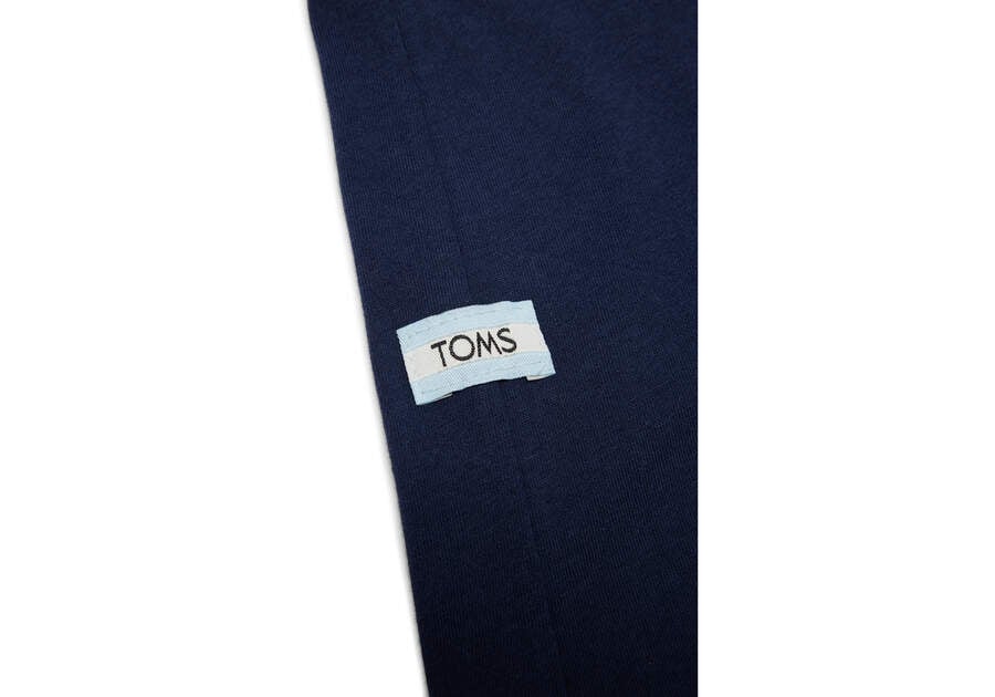 Camiseta Toms Stacked Logo Long Sleeve Tee Hombre Azul Marino Argentina | AR641-500