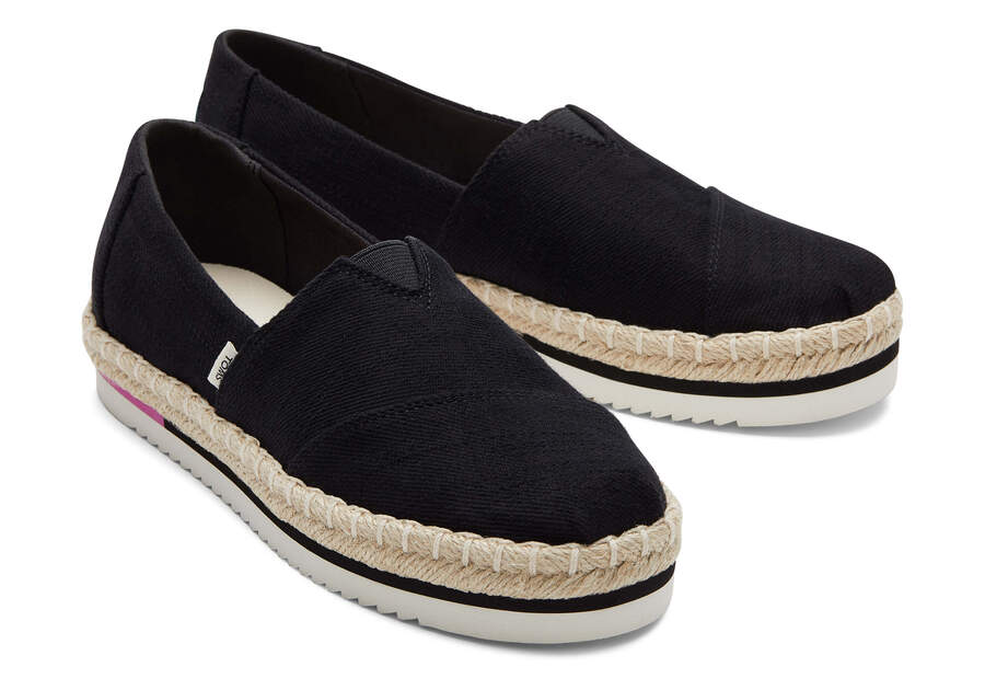 Espadrilles Toms Alpargata Rope Plataforma Mujer Negras Argentina | AR492-621