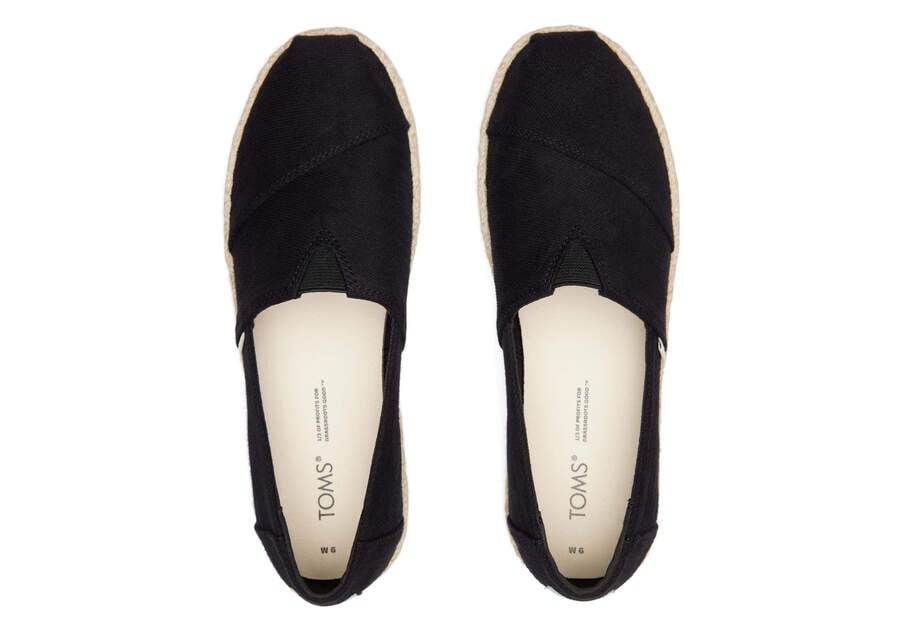 Espadrilles Toms Alpargata Rope Plataforma Mujer Negras Argentina | AR492-621