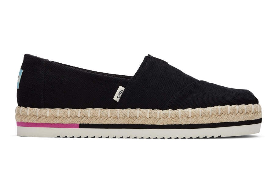 Espadrilles Toms Alpargata Rope Plataforma Mujer Negras Argentina | AR492-621