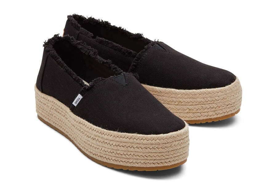 Espadrilles Toms Valencia Plataforma Alpargata Mujer Negras Argentina | AR067-766