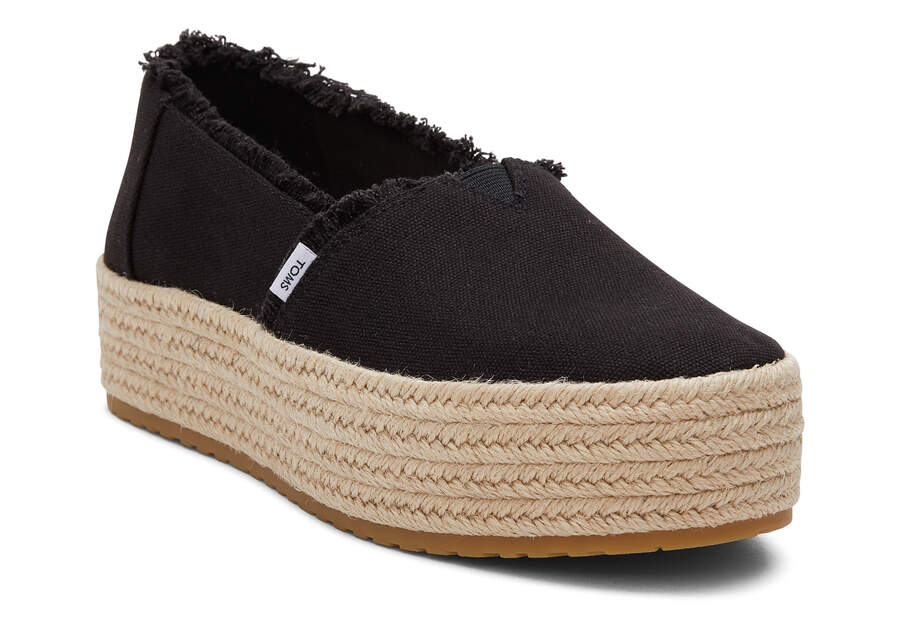 Espadrilles Toms Valencia Plataforma Alpargata Mujer Negras Argentina | AR067-766