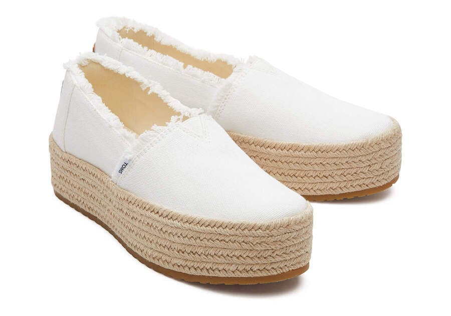 Espadrilles Toms Valencia Plataforma Alpargata Mujer Blancas Argentina | AR295-366