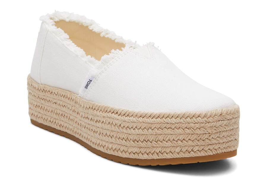 Espadrilles Toms Valencia Plataforma Alpargata Mujer Blancas Argentina | AR295-366