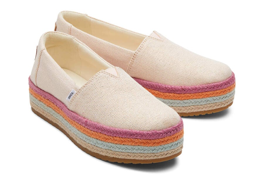 Espadrilles Toms Valencia Plataforma Alpargata Mujer Coral Metal Argentina | AR582-337