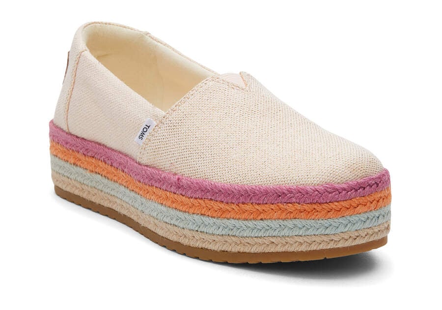 Espadrilles Toms Valencia Plataforma Alpargata Mujer Coral Metal Argentina | AR582-337