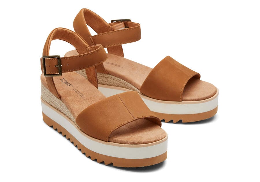 Sandalias Toms Diana Cuero Wedge Sandal Mujer Marrones Argentina | AR887-526