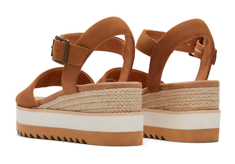 Sandalias Toms Diana Cuero Wedge Sandal Mujer Marrones Argentina | AR887-526