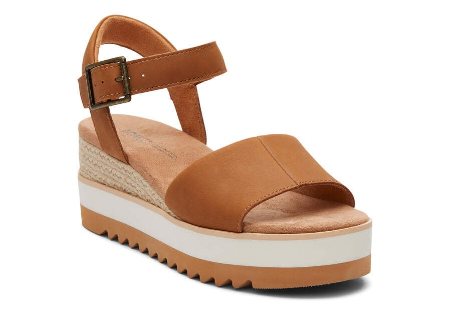 Sandalias Toms Diana Cuero Wedge Sandal Mujer Marrones Argentina | AR887-526