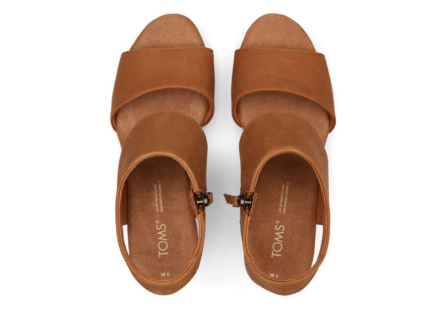 Sandalias Toms Majorca Cuero Plataforma Sandal Mujer Marrones Argentina | AR299-503