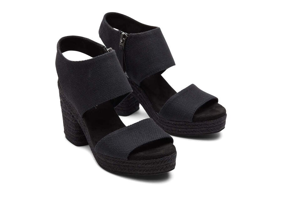 Sandalias Toms Majorca Rope Plataforma Sandal Mujer Negras Argentina | AR928-360