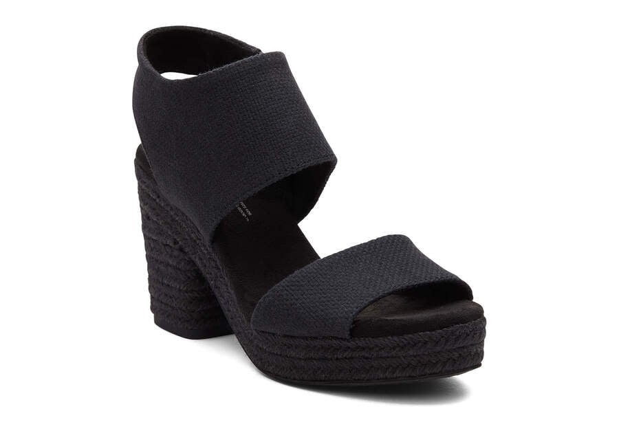 Sandalias Toms Majorca Rope Plataforma Sandal Mujer Negras Argentina | AR928-360